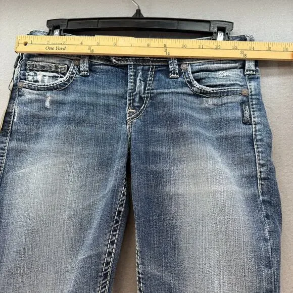Silver Jeans Women's 26x31 (2) Blue Tuesday Fit Low Slim Boot Western NWT - Picture 10 of 14